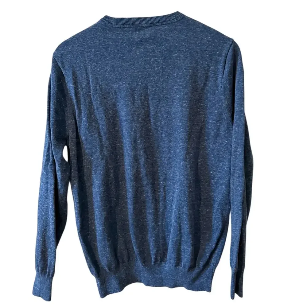 J Crew Lightweight Heathered Blue Cotton Crewneck Sweater M
